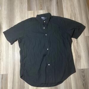 Polo Ralph Lauren Black Custom Fit Button Down Shirt Long Sleeve Mens Large